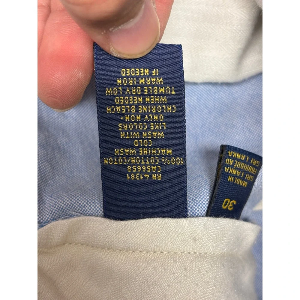 Polo Ralph Lauren Mens Blue Oxford Cotton Chino Shorts W30 L11 Regular Fit‎